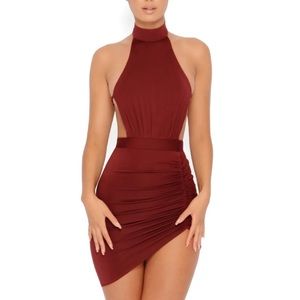 OH POLLY HALTER NECK MINI DRESS